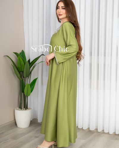 جلابية نسائية فاخرة لون زيتوني جلابية نسائية فاخرة لون زيتوني